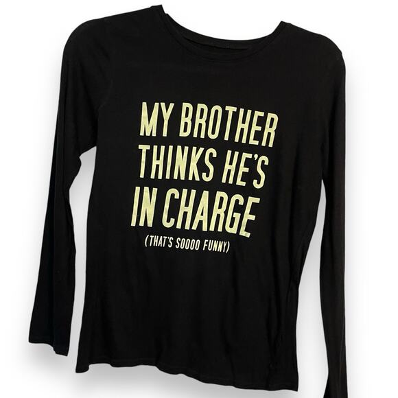 Children's Place My Brother Thinks Hes In Charge Graphic T-Shirt Unisex XL Black - Picture 1 of 8